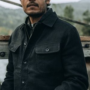 Taylor Stitch Long Haul Trucker Jacket in Black Indigo Sashiko